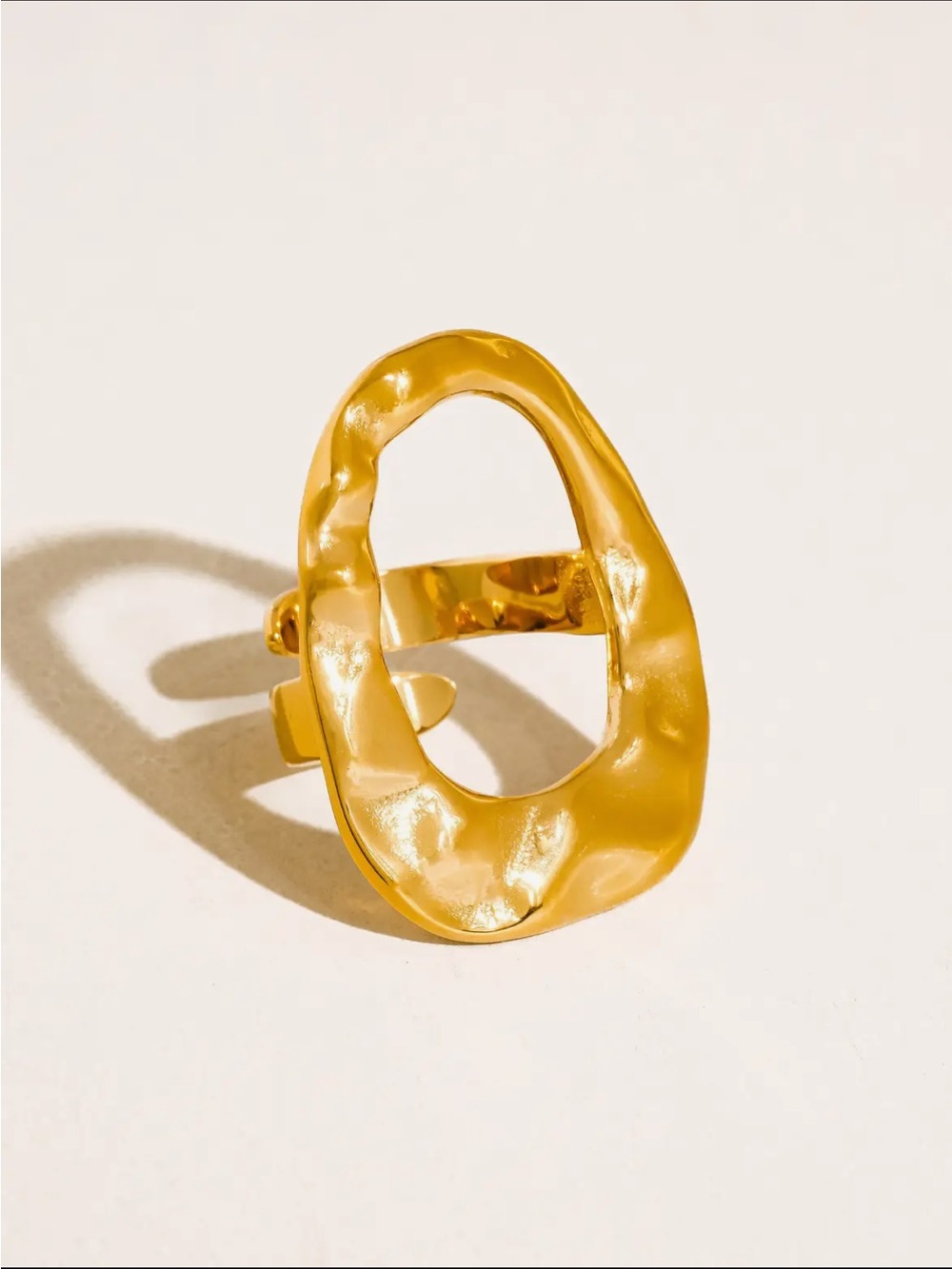 18k Gold plated large oval Statement Ring - Women Jewelry